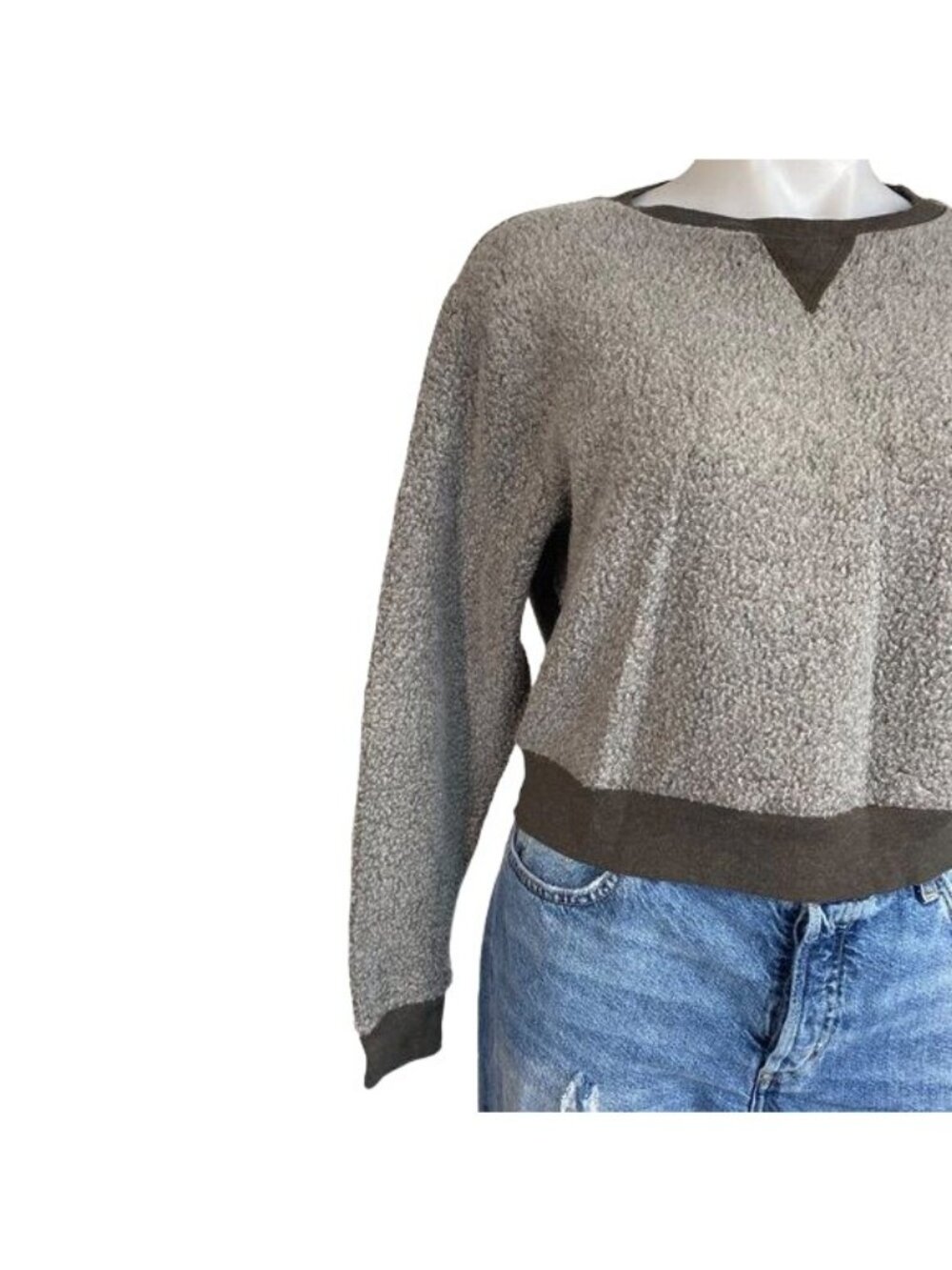 Goodlife Womens Reversible Sherpa Fleece Pullover Sweatshirt Small Gray & Brown - Picture 7 of 12